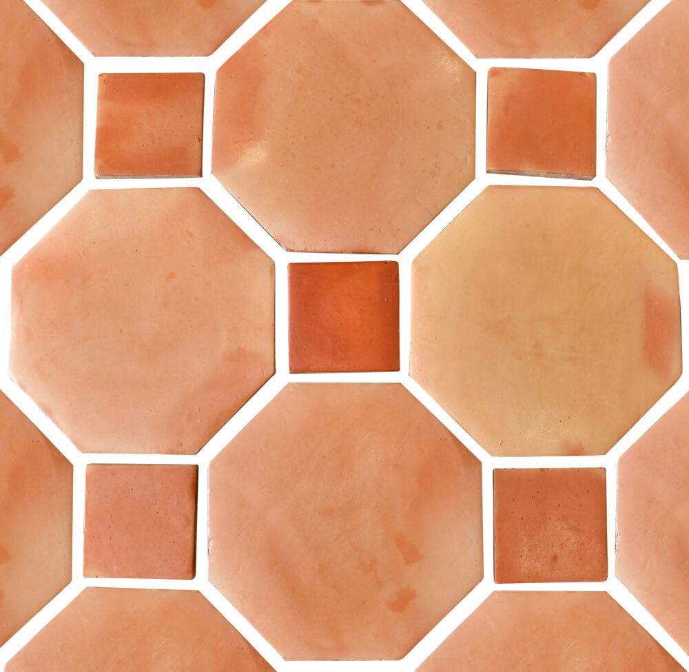 12X12 octagon tile pattern in terracotta flooring