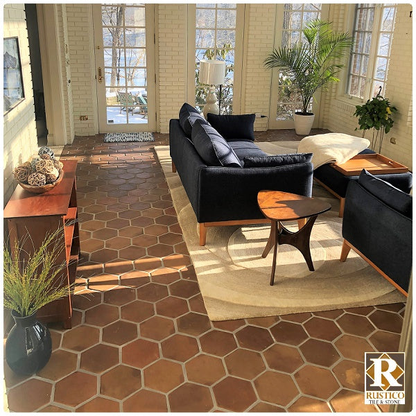 8x8 Hexagon Saltillo Terracotta Tile Pattern