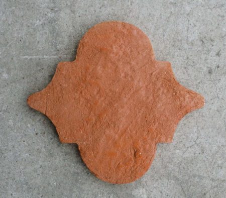 Handmade Fleur de Lis Terracotta Tile - Antique Nonslip Finish