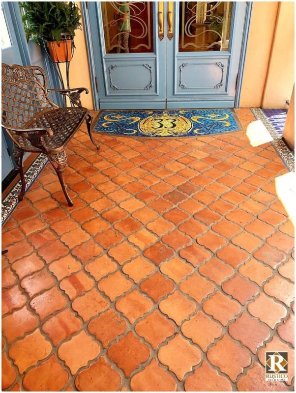 Fleur de Lis Mexican Tile with Traditional Saltillo Colors
