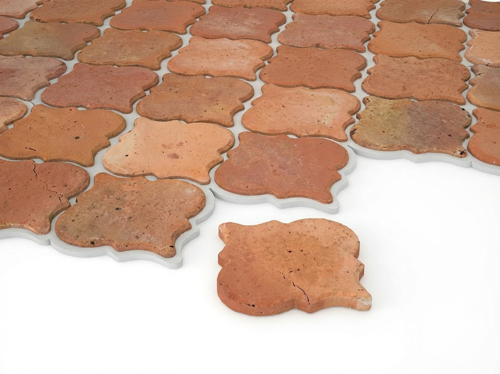 Fleur de Lis Mexican Tile with Traditional Saltillo Colors