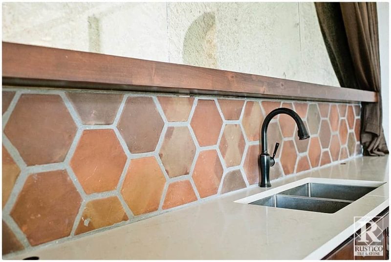 8x8 Hexagon Saltillo Terracotta Tile Pattern