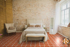 antique terracotta in star cross tile pattern