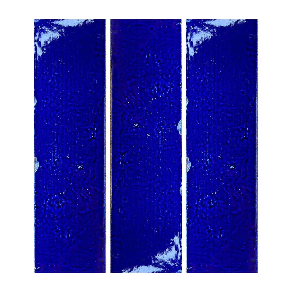 blue glossy glazed terracotta tile