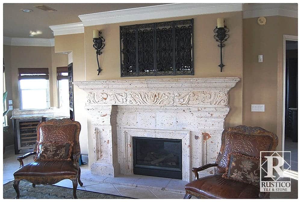 pinon cantera fire place