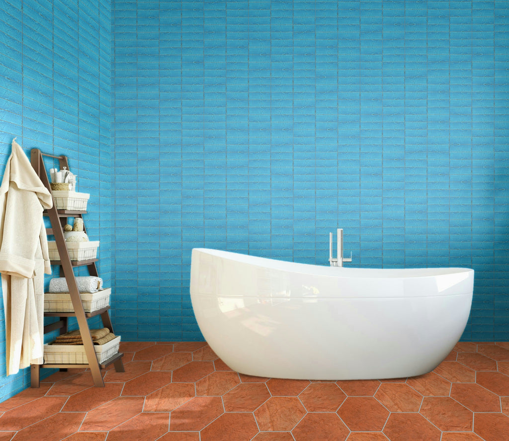 Glazed Turquoise Terracotta Tile in 2.5 x 8 inches