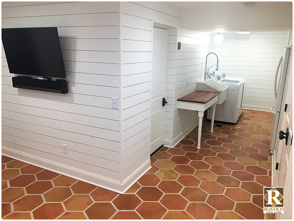 honeycomb terracotta floor tile