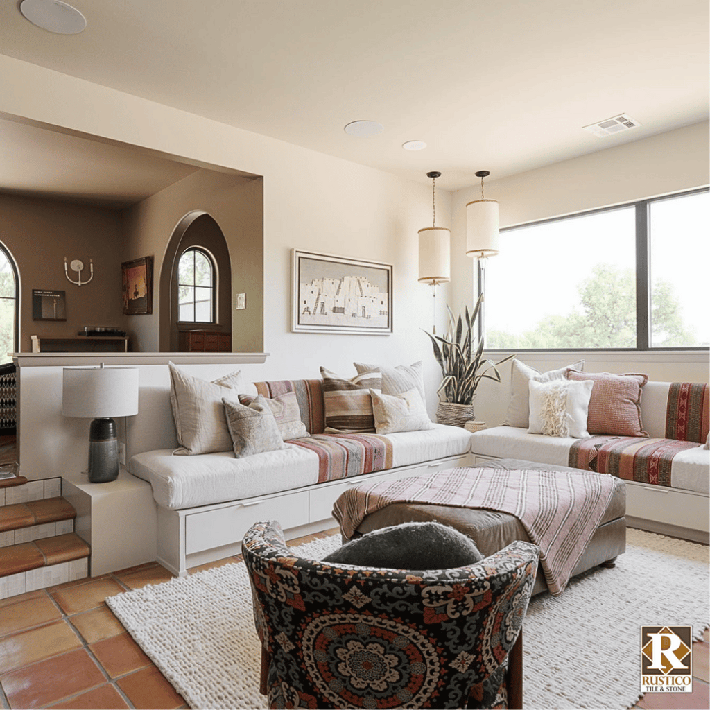 living room 12x12 terracotta tile flooring
