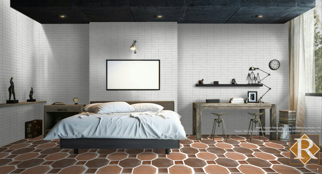 12x12 Octagon Spanish Floor Tiles in Manganese