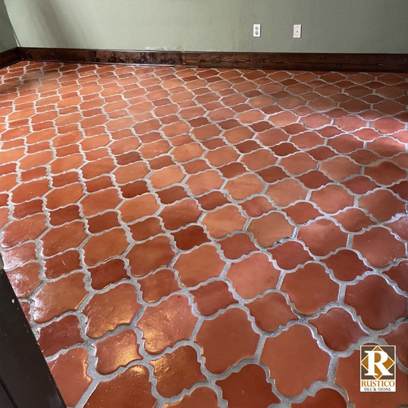 Arabesque (San Felipe) Tile Pattern in Spanish Mission Red Saltillo Tiles