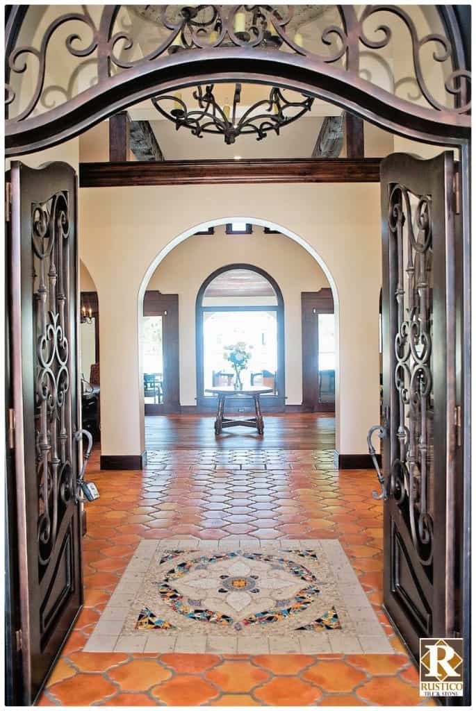 Arabesque (San Felipe) Tile Pattern in a Traditional Saltillo Terracotta Color