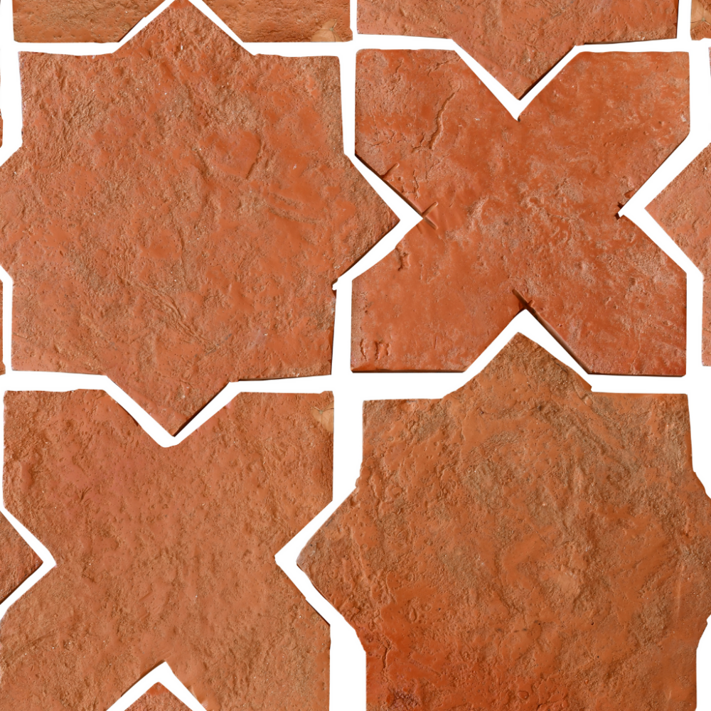 star cross terracotta tile pattern