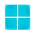 Glazed Terracotta Tile in Glossy Blue Arabesque Pattern
