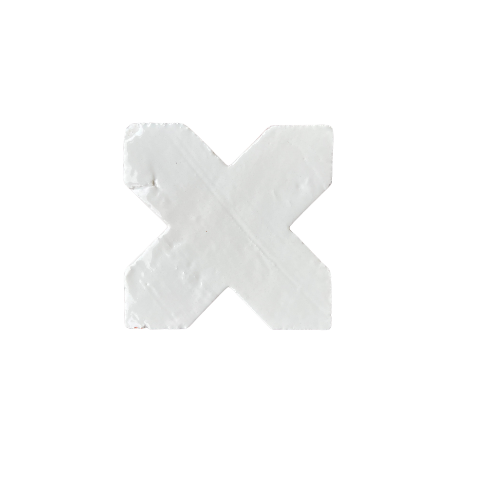 Star Cross Pattern in White Glazed Terracotta Tile